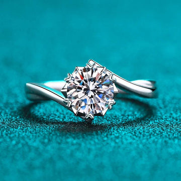0.5ct 1ct 2ct Snowflake Moissanite Diamonds Sterling Silver Wedding Solitaire Rings with GRA Certificate Jewellery